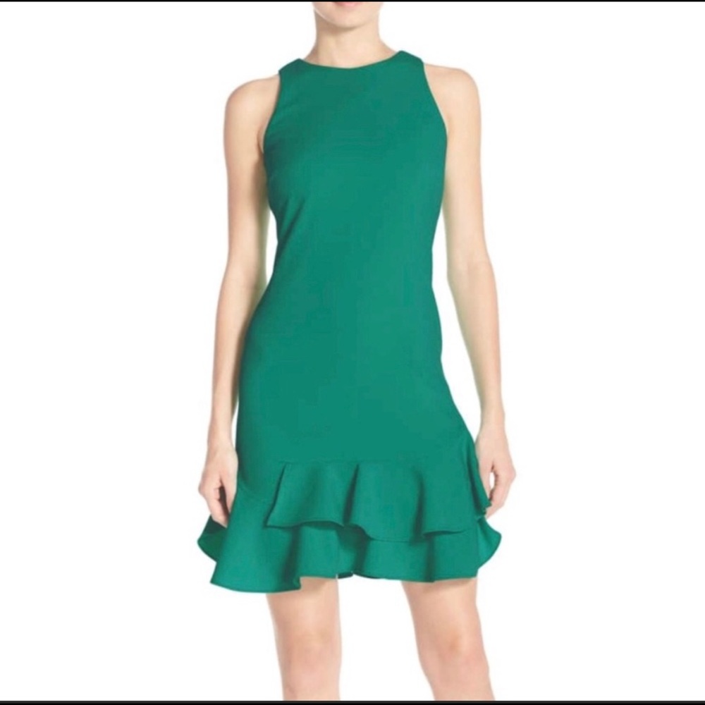 🆕 NORDSTROM CHELSEA28 Green Ruffle Hem Dress
